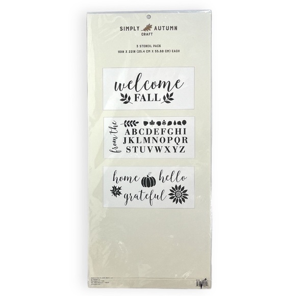 Simply Autumn Craft Stencil Designs Fall 10”x22” 3 Designs per Package Lot of 2 - Picture 2 of 7